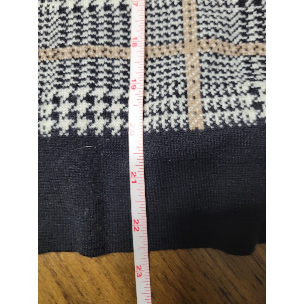 Pendleton Merino Wool Full Zip Cardigan Sweater XL Black Plaid Houndstooth Mock - Picture 4 of 7
